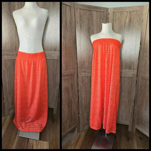 Elegant Orange Lace crochet maxi skirt